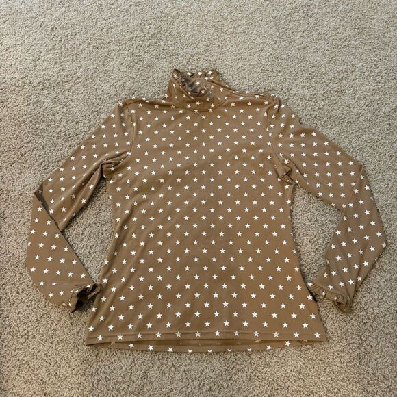 Goldbergh Stardust Pully Tan Brown Star Print with White Stars NWOT Large - Picture 2 of 5